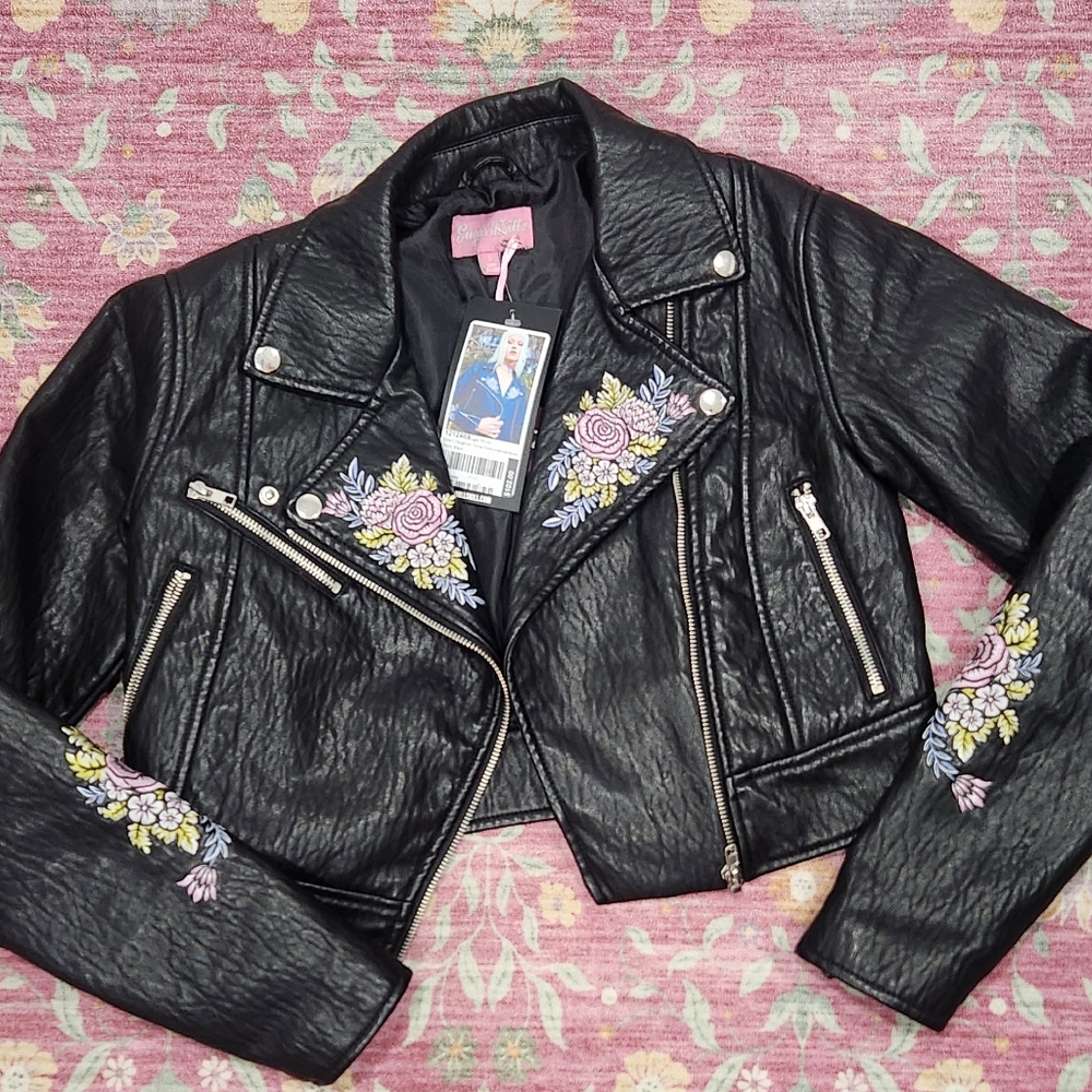Dolls Kill Floral Embroidered Moto Jacket - Picture 3 of 9